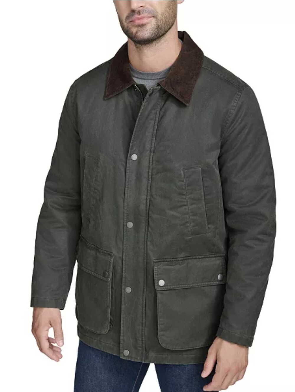 Cole Haan mens waxed cotton rain shirt jacket size large